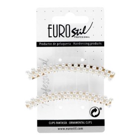 Eurostil - Clips Dorados Curvos con Perlas 2 uds (06938)