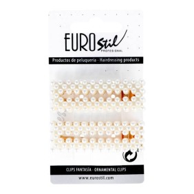 Eurostil - Clips Dorados Dobles con Perlas 2 uds (06939)