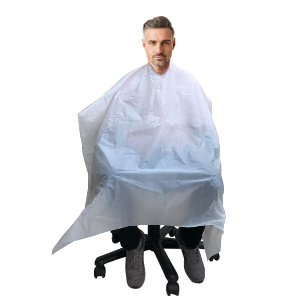 Mdm - Bolsa 50 uds capas desechables color BLANCO 110x130cm Galga 40 (Ideal Corte Caballero o Señora)