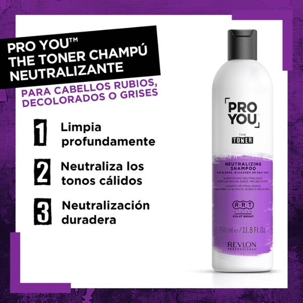 Revlon Proyou - Champú Antiamarillento THE TONER 350 ml