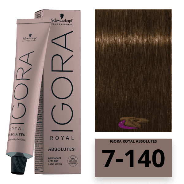 Schwarzkopf - Tinte Igora Royal Absolutes 7/140 Rubio Medio Ceniza Beige Natural 60 ml 