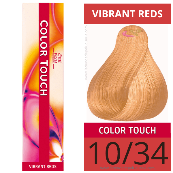 Wella - Baño COLOR TOUCH Vibrant Reds 10/34 Rubio Super Claro Dorado Cobrizo (sin amoníaco) de 60 ml