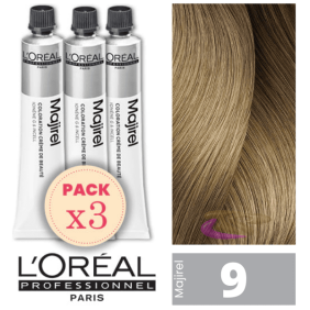 L`Oréal - Pack 3 Tintes MAJIREL 9 Rubio Muy Claro 50 ml
