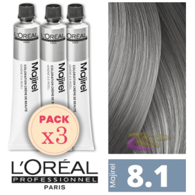L`Oréal - Pack 3 Tintes MAJIREL 8.1 Rubio Claro Ceniza 50 ml