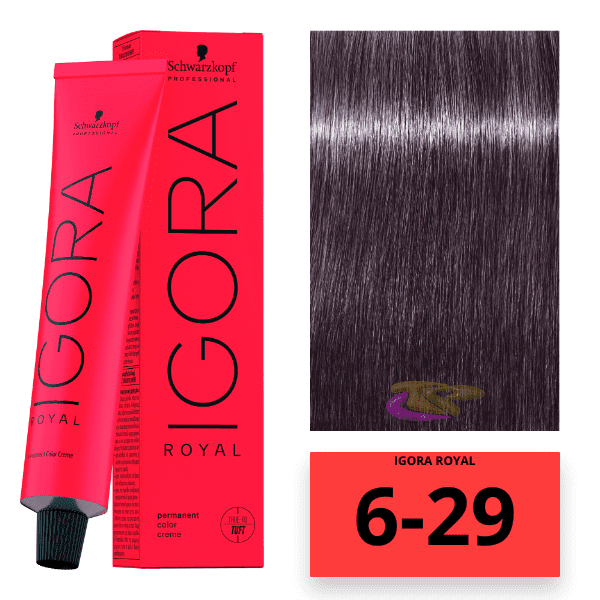 Schwarzkopf - Tinte Igora Royal 6/29 Rubio Oscuro Humo Violeta 60 ml 