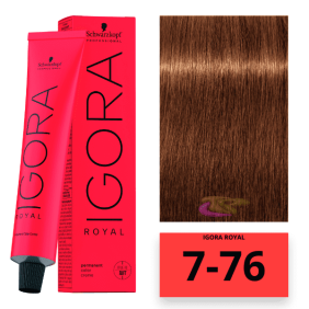 Schwarzkopf - Tinte Igora Royal 7/76 Rubio Medio Cobrizo Marrón 60 ml 