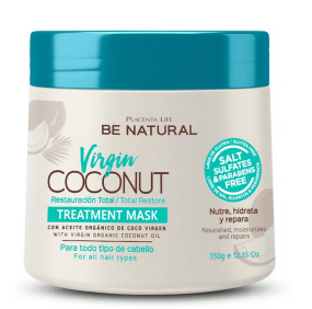 Be Natural - Mascarilla VIRGIN COCONUT restauración total 350 ml (Vegano)