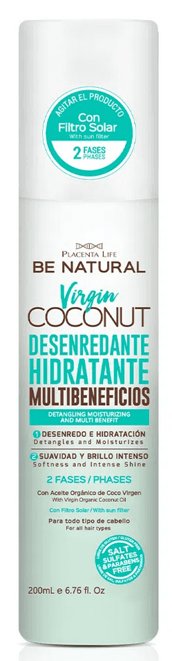 Be Natural - Bifase Desenredante VIRGIN COCONUT restauración total 200 ml (Vegano)