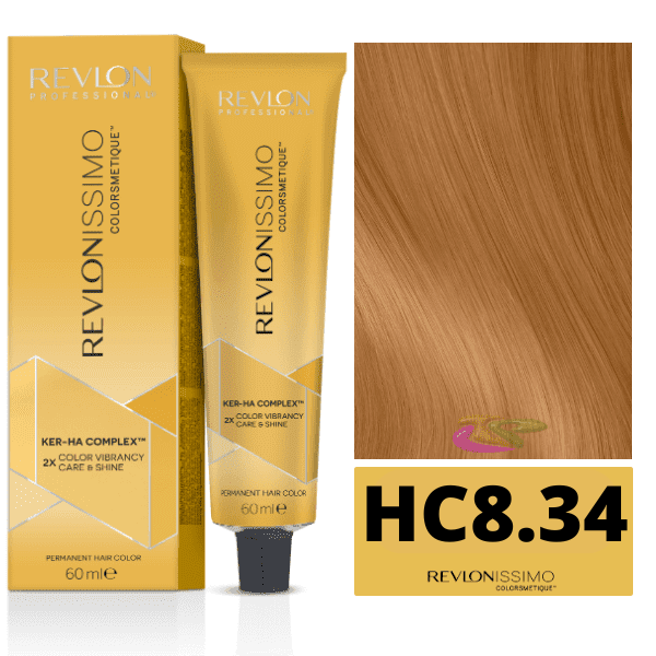 Revlon - Tinte Revlonissimo HIGH COVERAGE 8.34 Rubio Claro Dorado Cobrizo (ideal canas rebeldes) 60 ml