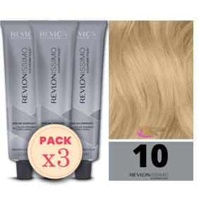 Revlon - Pack 3 Tintes REVLONISSIMO COLORSMETIQUE 10 Rubio Clarísimo 60 ml (Ker-Ha Complex)