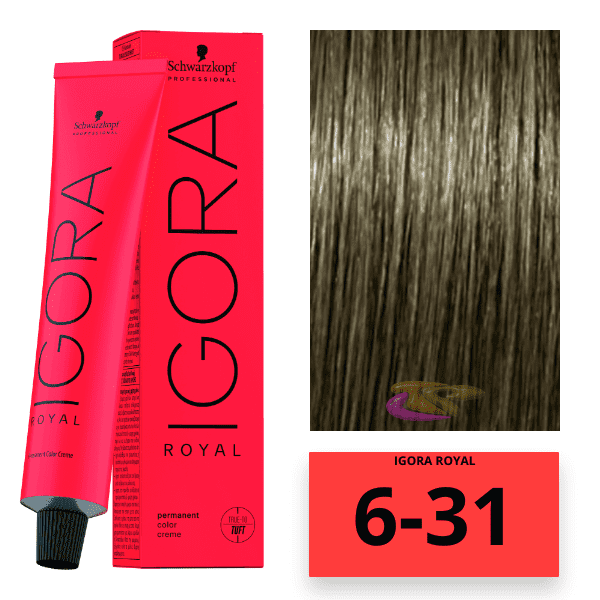 Schwarzkopf - Tinte Igora Royal 6/31 Rubio Oscuro Mate Ceniza 60 ml 