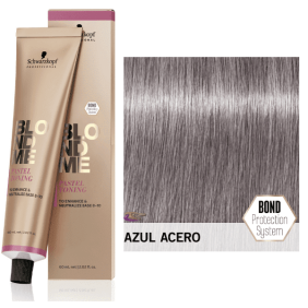 Schwarzkopf Blondme - Matizador (T) Azul Acero (Steel Blue) (neutraliza dorados acobrados) 60 ml