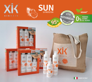 Xik Hair - KIT SUN Champú 200 ml + Mascarilla 200 ml + Spray 100 ml + Bolsa de Playa (Natural - Vegano)