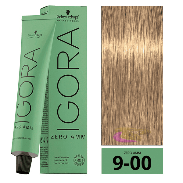 Schwarzkopf - Tinte Igora ZERO AMM (Sin Amoniaco) 9-00 Rubio Muy Claro Natural Intenso 60 ml