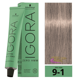 Schwarzkopf - Tinte Igora ZERO AMM (Sin Amoniaco) 9-1 Rubio Muy Claro Ceniza 60 ml