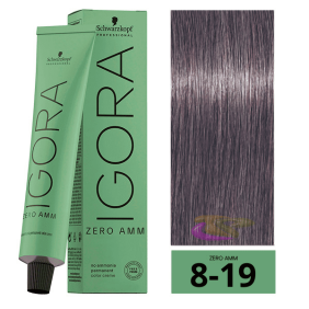 Schwarzkopf - Tinte Igora ZERO AMM (Sin Amoniaco) 8-19 Rubio Claro Ceniza Violeta 60 ml