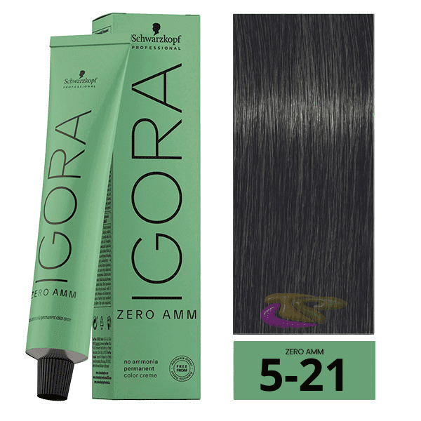 Schwarzkopf - Tinte Igora ZERO AMM (Sin Amoniaco) 5-21 Castaño Claro Humo Ceniza 60 ml