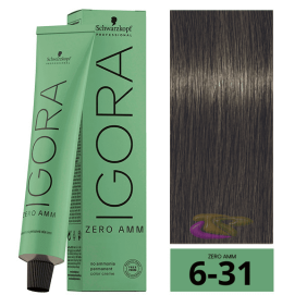 Schwarzkopf - Tinte Igora ZERO AMM (Sin Amoniaco) 6-31 Rubio Oscuro Mate Ceniza 60 ml