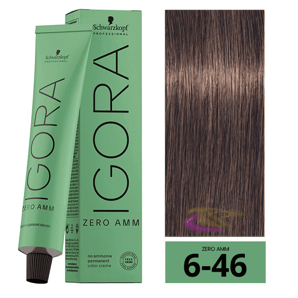 Schwarzkopf - Tinte Igora ZERO AMM (Sin Amoniaco) 6-46 Rubio Oscuro Beige Marrón 60 ml