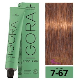 Schwarzkopf - Tinte Igora ZERO AMM (Sin Amoniaco) 7-67 Rubio Medio Marrón Cobrizo 60 ml