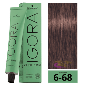 Schwarzkopf - Tinte Igora ZERO AMM (Sin Amoniaco) 6-68 Rubio Oscuro Marrón Rojo 60 ml