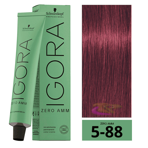 Schwarzkopf - Tinte Igora ZERO AMM (Sin Amoniaco) 5-88 Castaño Claro Rojo Intenso 60 ml