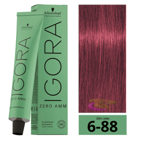 Schwarzkopf - Tinte Igora ZERO AMM (Sin Amoniaco) 6-88 Rubio Oscuro Rojo Intenso 60 ml