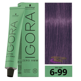 Schwarzkopf - Tinte Igora ZERO AMM (Sin Amoniaco) 6-99 Rubio Oscuro Violeta Intenso 60 ml