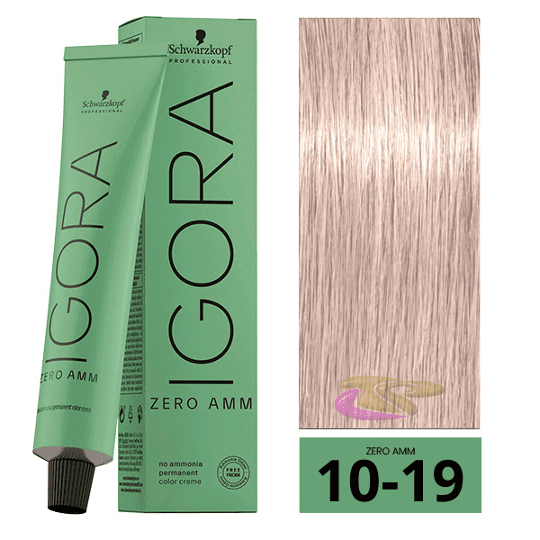 Schwarzkopf - Tinte Igora ZERO AMM (Sin Amoniaco) 10-19 Rubio Platino Ceniza Violeta 60 ml