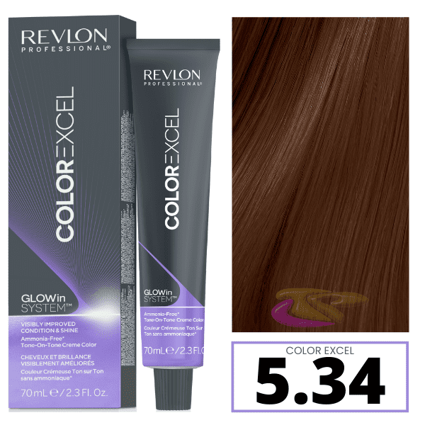 Revlon - Baño COLOR EXCEL 5.34 Castaño Claro Dorado Cobrizo (sin amoniaco) 70 ml