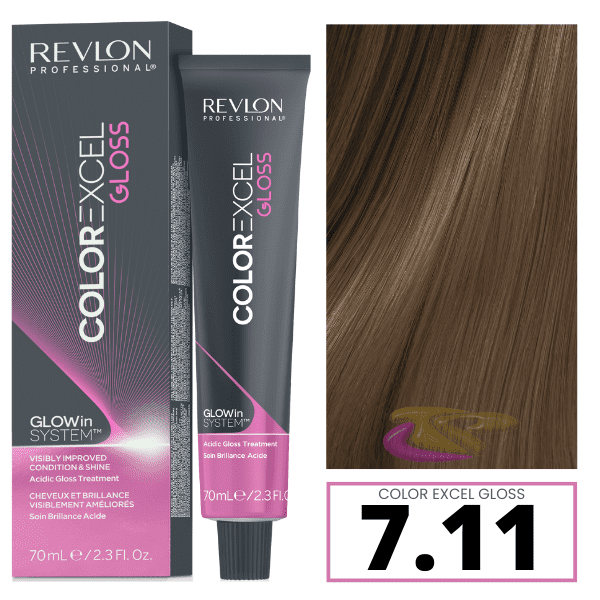 Revlon - Baño COLOR EXCEL GLOSS 7.11 Smokey Ice (QUITA EL NARANJA) (sin amoniaco) 70 ml