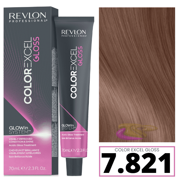 Revlon - Baño COLOR EXCEL GLOSS 7.821 Mushroom (ACABADO MÁS OSCURO Y FRÍO) (sin amoniaco) 70 ml