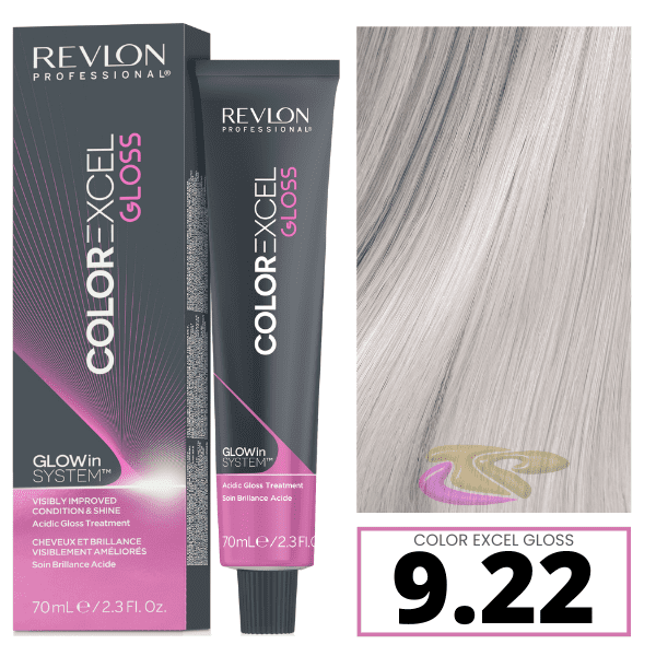 Revlon - Baño COLOR EXCEL GLOSS 9.22 Meta Iridescent (QUITA EL AMARILLO) (sin amoniaco) 70 ml