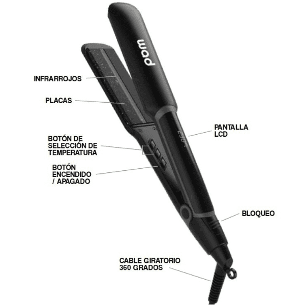 Wad - Plancha de pelo UNIQUE (4 en 1: Titanio + Tourmalina + Cerámica + Infrarrojos)