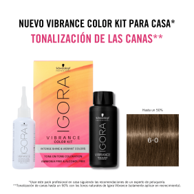 Schwarzkopf - Kit Tinte Igora Vibrance 6-0 Rubio Oscuro Natural 60 ml (demipermanente)(incluye tinte + emulsión en bote...