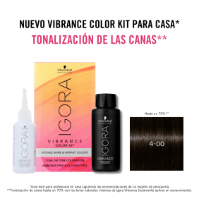 Schwarzkopf - Kit Tinte Igora Vibrance 4-00 Castaño Medio Natural Intenso 60 ml (demipermanente)(incluye tinte + emulsi...