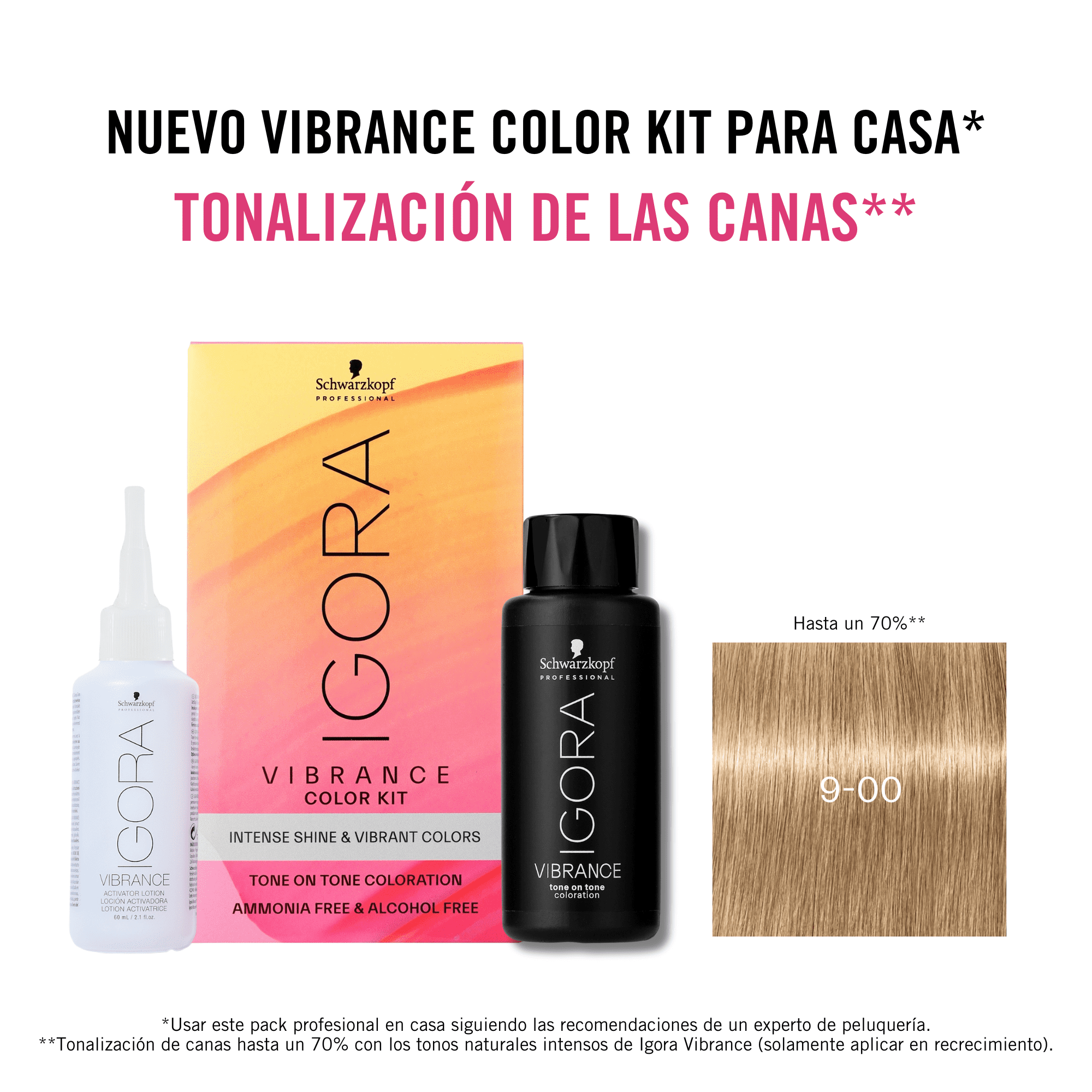 Schwarzkopf - Kit Tinte Igora Vibrance 9-00 Rubio Muy Claro Natural Intenso 60 ml (demipermanente)(incluye tinte + emulsión en botella aplicadora + guantes)