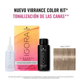 Schwarzkopf - Kit Tinte Igora Vibrance 9-1 Rubio Muy Claro Ceniza 60 ml (demipermanente)(incluye tinte + emulsión en bo...