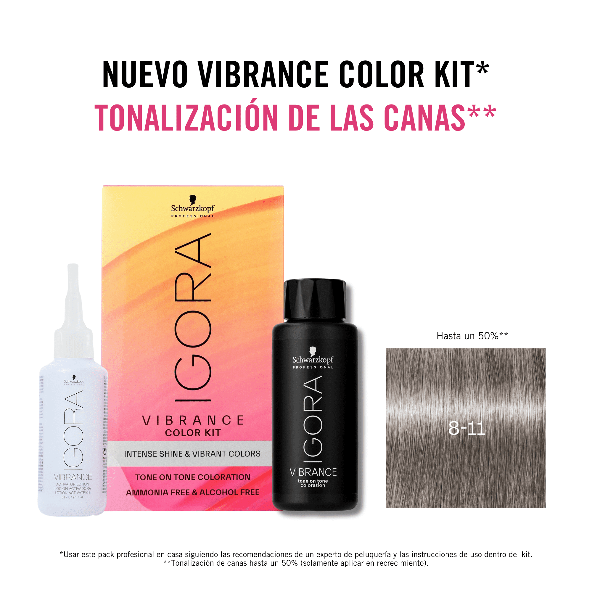 Schwarzkopf - Kit Tinte Igora Vibrance 8-11 Rubio Claro Ceniza Intenso 60 ml (demipermanente)(incluye tinte + emulsión en botella aplicadora + guantes)