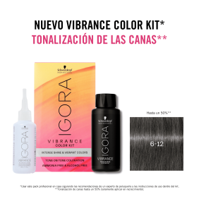 Schwarzkopf - Kit Tinte Igora Vibrance 6-12 Rubio Oscuro Ceniza Humo 60 ml (demipermanente)(incluye tinte + emulsión en...