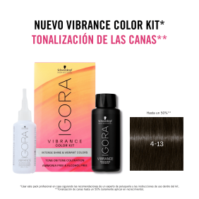 Schwarzkopf - Kit Tinte Igora Vibrance 4-13 Castaño Medio Ceniza Mate 60 ml (demipermanente)(incluye tinte + emulsión ...