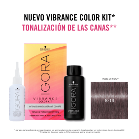 Schwarzkopf - Kit Tinte Igora Vibrance 8-19 Rubio Claro Ceniza Violeta 60 ml (demipermanente)(incluye tinte + emulsión ...