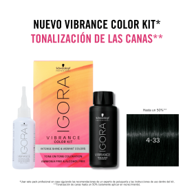 Schwarzkopf - Kit Tinte Igora Vibrance 4-33 Castaño Medio Mate Intenso 60 ml (demipermanente)(incluye tinte + emulsión...