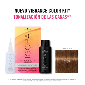 Schwarzkopf - Kit Tinte Igora Vibrance 7-55 Rubio Medio Dorado Intenso 60 ml (demipermanente)(incluye tinte + emulsión ...