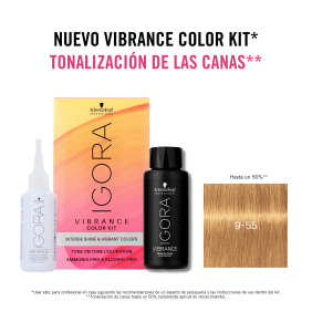 Schwarzkopf - Kit Tinte Igora Vibrance 9-55 Rubio Muy Claro Dorado Intenso 60 ml (demipermanente)(incluye tinte + emulsi...