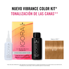 Schwarzkopf - Kit Tinte Igora Vibrance 9-57 Rubio Muy Claro Dorado Cobrizo 60 ml (demipermanente)(incluye tinte + emulsi...