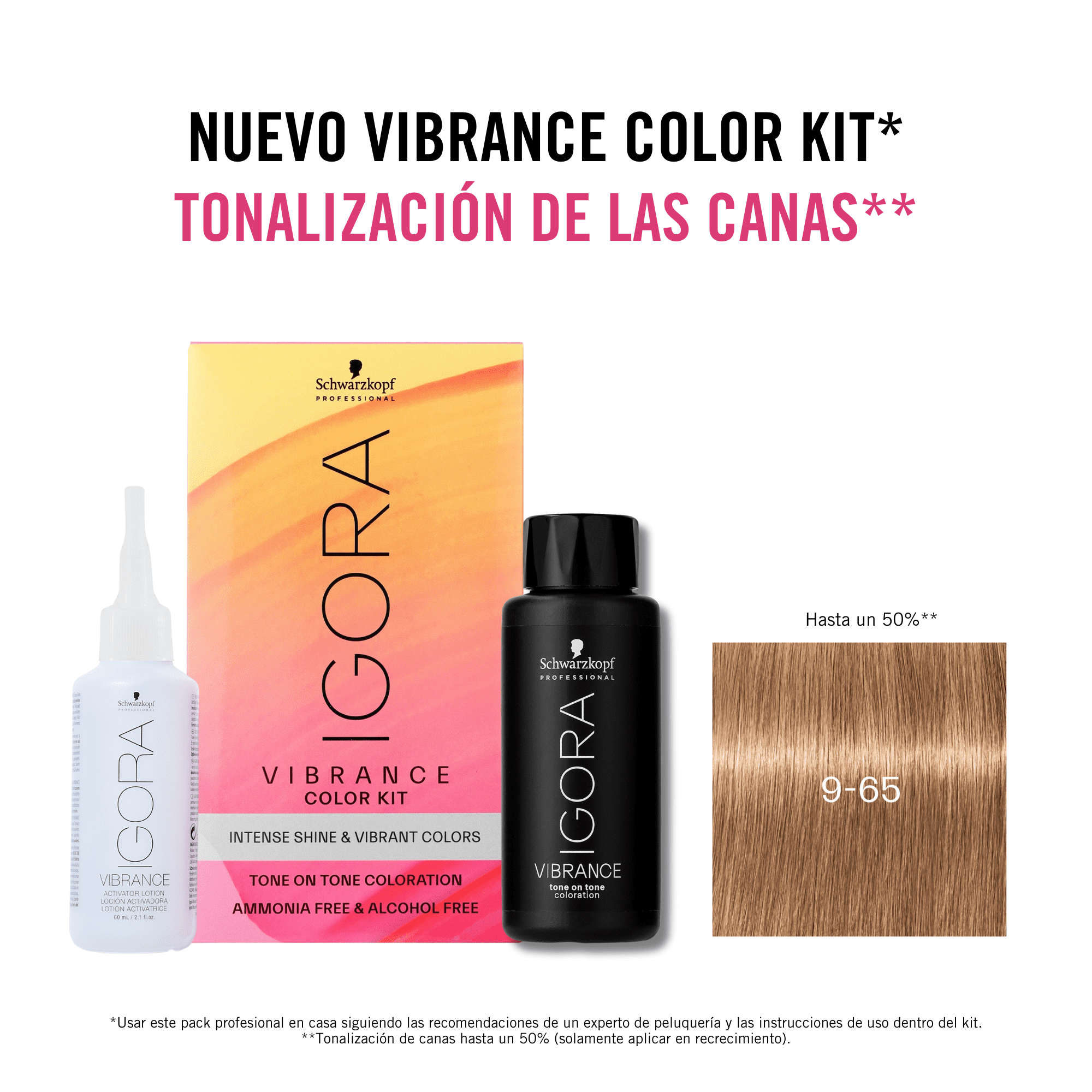 Schwarzkopf - Kit Tinte Igora Vibrance 9-65 Rubio Muy Claro Chocolate Dorado 60 ml (demipermanente)(incluye tinte + emulsión en botella aplicadora + guantes)