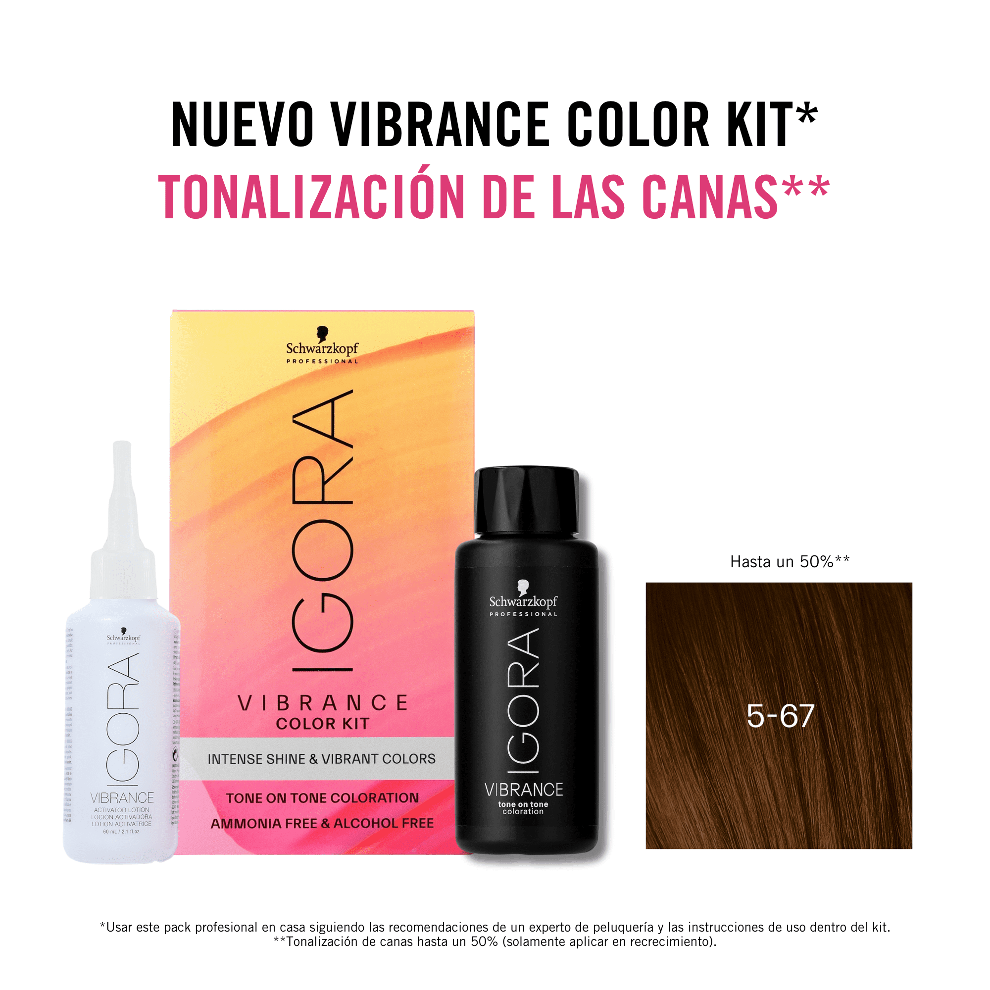 Schwarzkopf - Kit Tinte Igora Vibrance 5-67 Castaño Claro Chocolate Cobrizo 60 ml (demipermanente)(incluye tinte + emulsión en botella aplicadora + guantes)