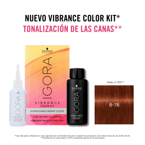 Schwarzkopf - Kit Tinte Igora Vibrance 6-78 Rubio Oscuro Cobrizo Rojo 60 ml (demipermanente)(incluye tinte + emulsión e...