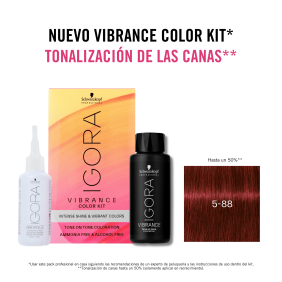 Schwarzkopf - Kit Tinte Igora Vibrance 5-88 Castaño Claro Rojo Intenso 60 ml (demipermanente)(incluye tinte + emulsión...